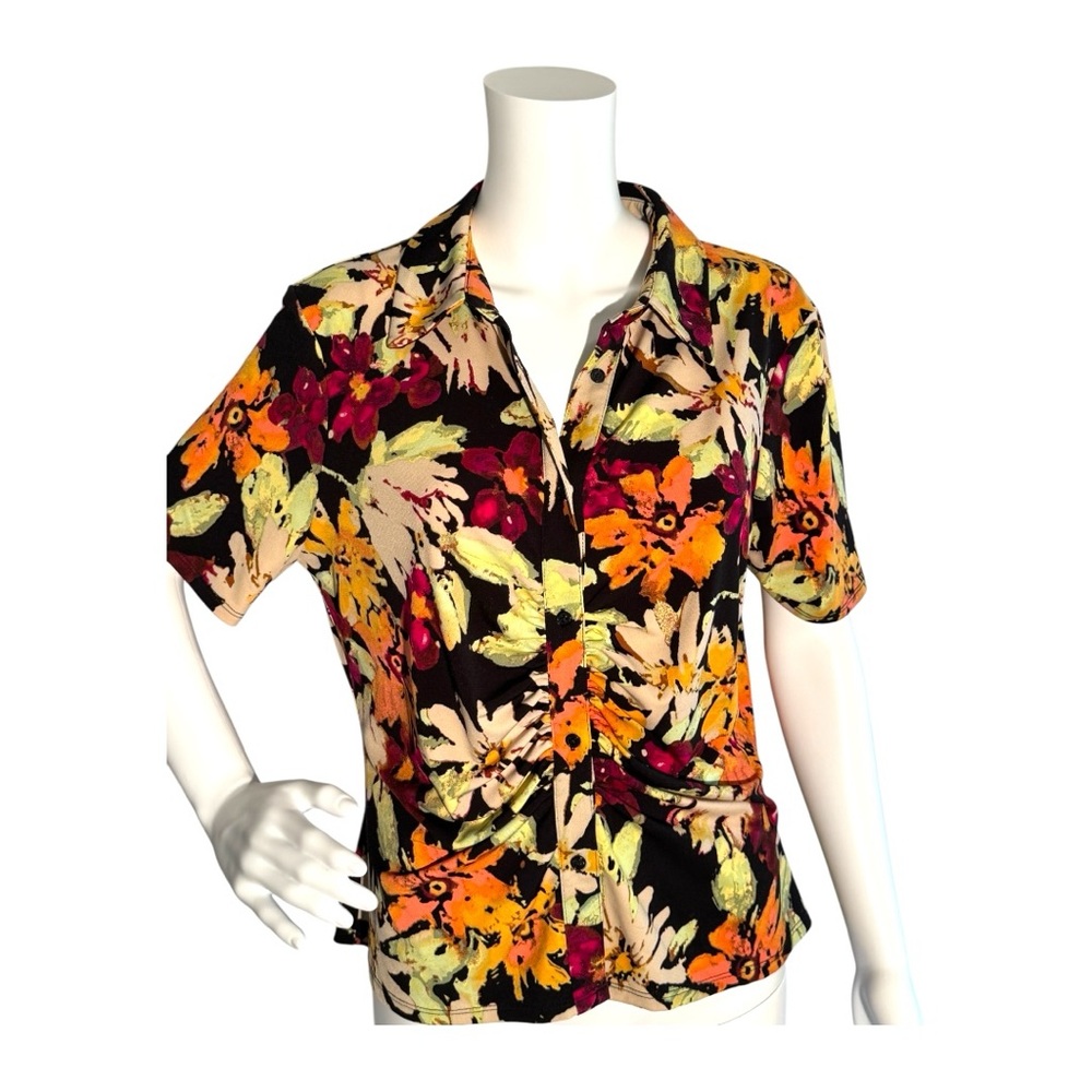 Wayf Multicolor Floral Stretch Button Down Shirt Size L